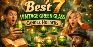 Best 7 Vintage Green Glass Candle Holders