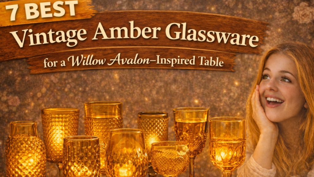 8 Vintage Amber Glassware for a Willow Avalon–Inspired Table