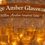 8 Vintage Amber Glassware for a Willow Avalon–Inspired Table